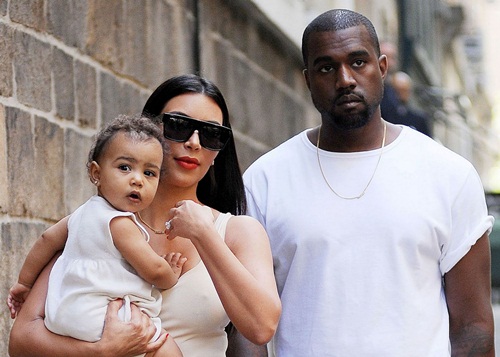 Kim Kardashian with Kanye and North West
