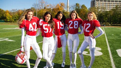 Victoria's Secret Angels Play Football