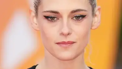 Kristen Stewart portrait showing her green eyes and short hairstyle